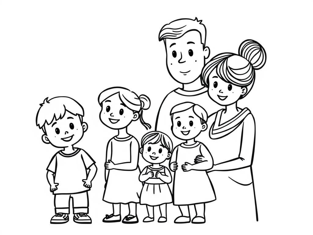 Preview of family of 5 with a son of 6 years, girl of 4 years, boy of 8 months and a tall father and mother with her hair in a bun