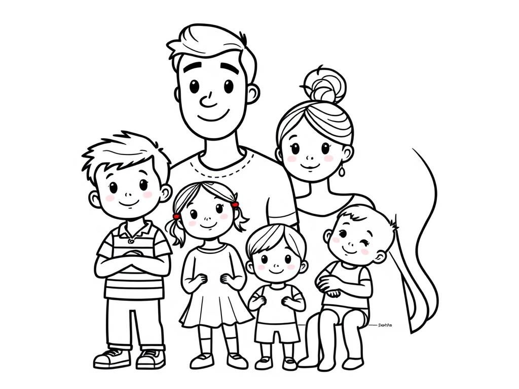 Preview of family of 5 with a son of 6 years, girl of 4 years, boy of 8 months and a tall father and mother with her hair in a bun