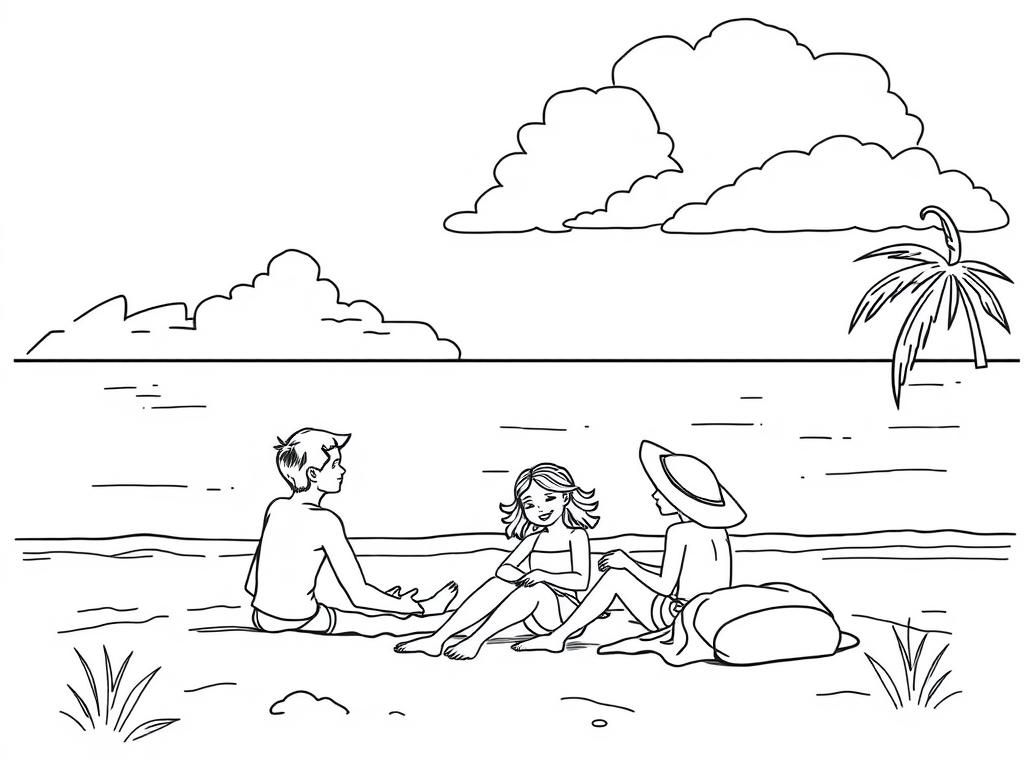 Beach Friends Coloring Page