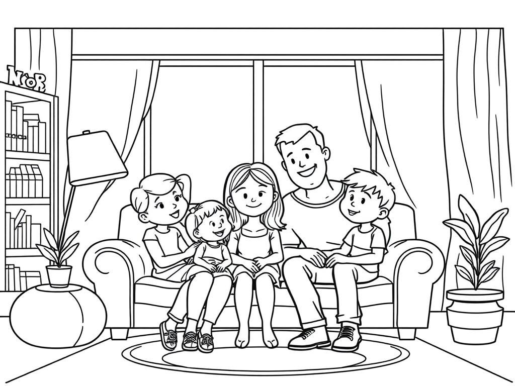 Kleurplaat Familietijd