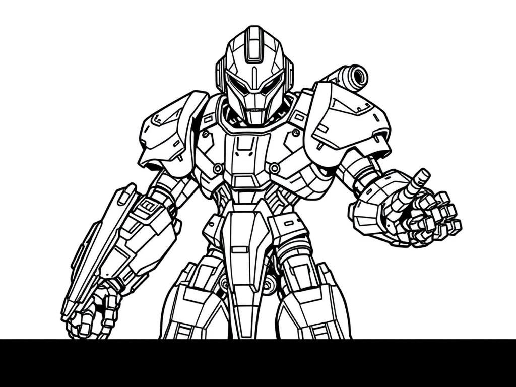 Robot Coloring Page - Futuristic Mech