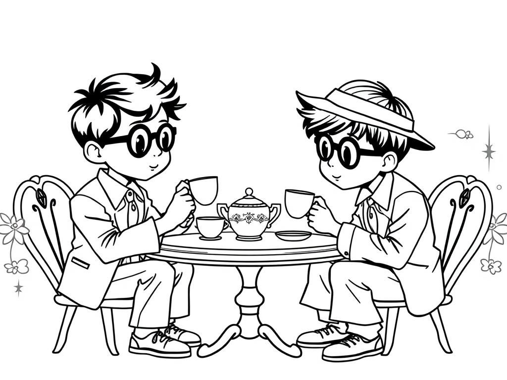 Tea Party Friends Coloring Page