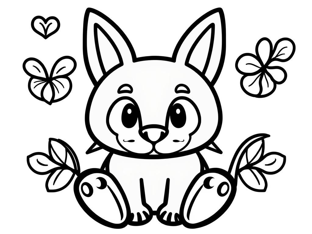 Coloring Page: Rabbit in Forest