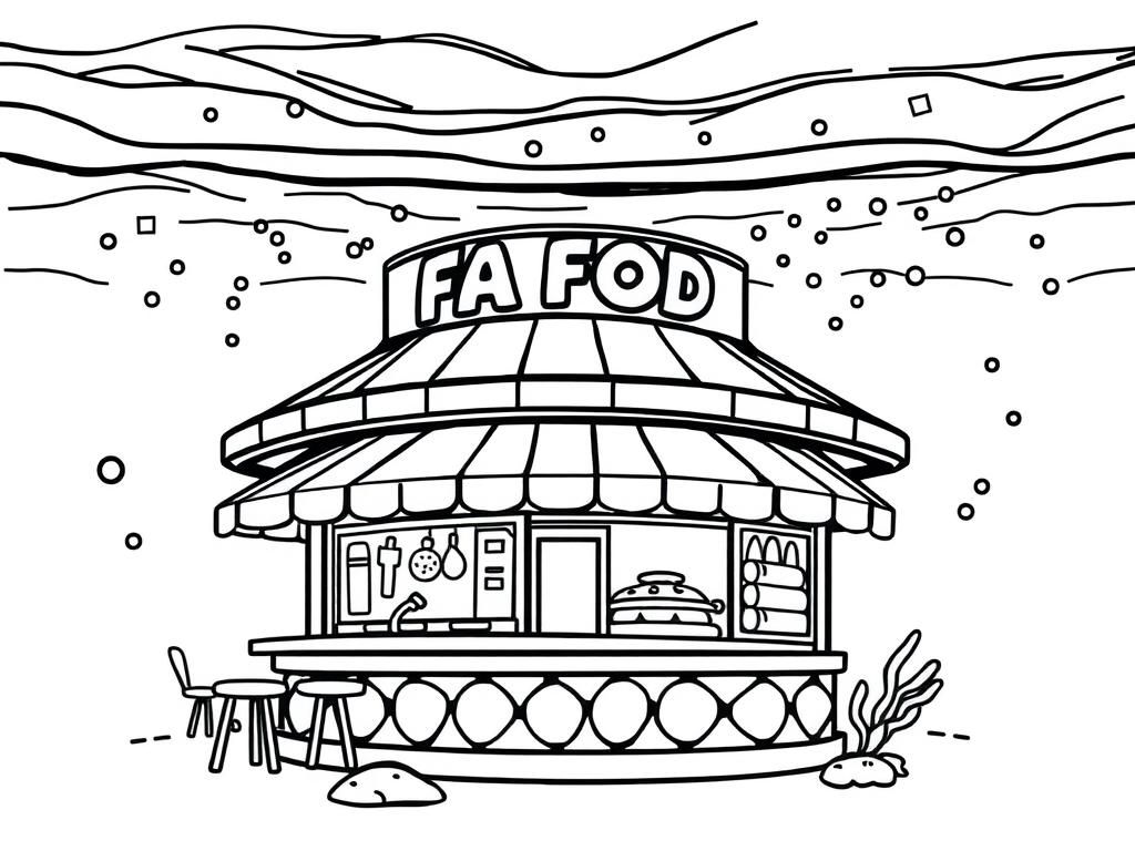 Underwater Restaurant Coloring Page