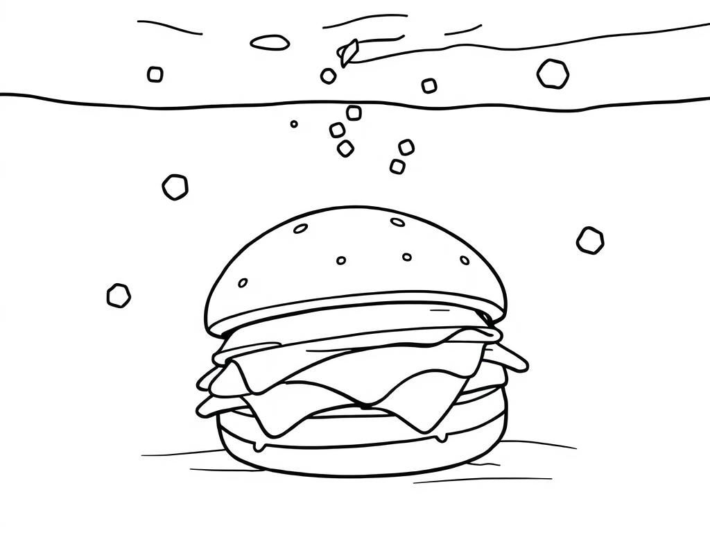 Underwater Hamburger Coloring Page