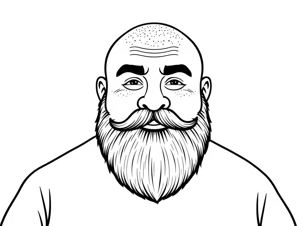 Bald Man with Beard Coloring Page