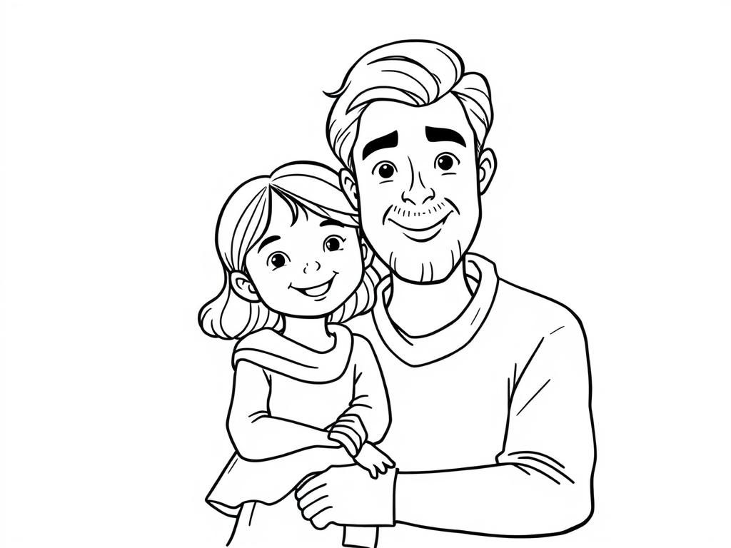 Father and Daughter Hug Coloring Page