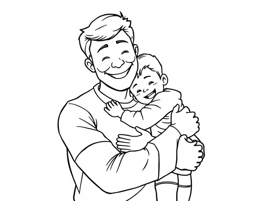 Father and Baby Hug Coloring Page