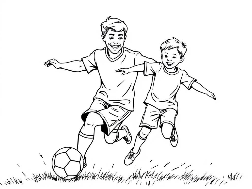 Kids Playing Soccer Coloring Page