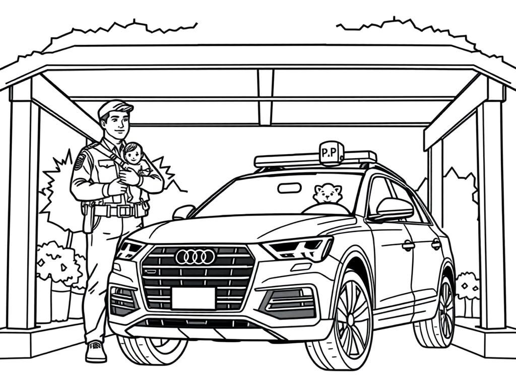 Police Officer Family Coloring Page