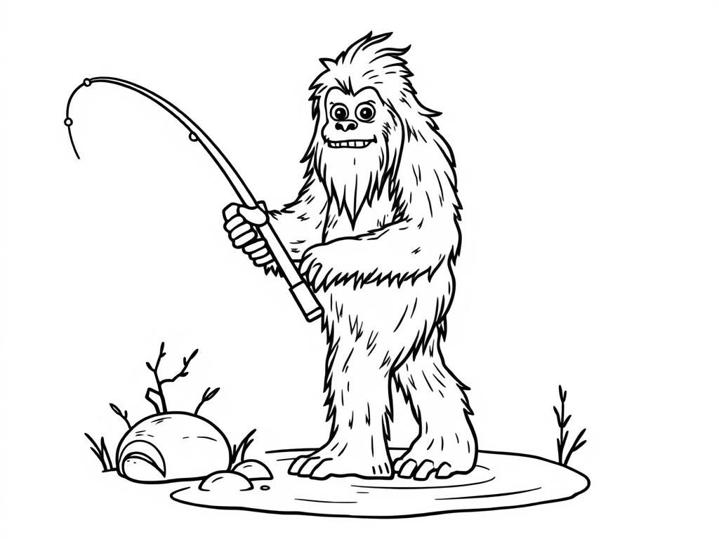 Preview of female bigfoot fishing cute
