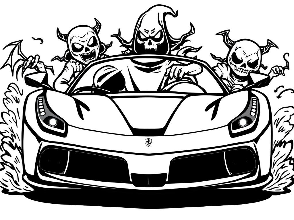 Spooky Sports Car Coloring Page
