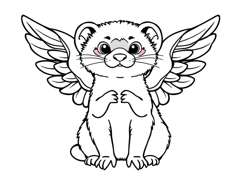 Ferret Angel - Free Printable Coloring Page