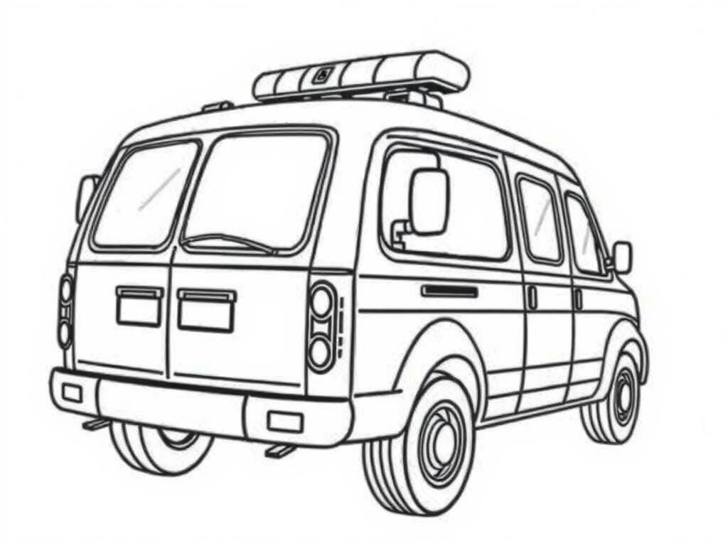 Van Coloring Page with Roof Light