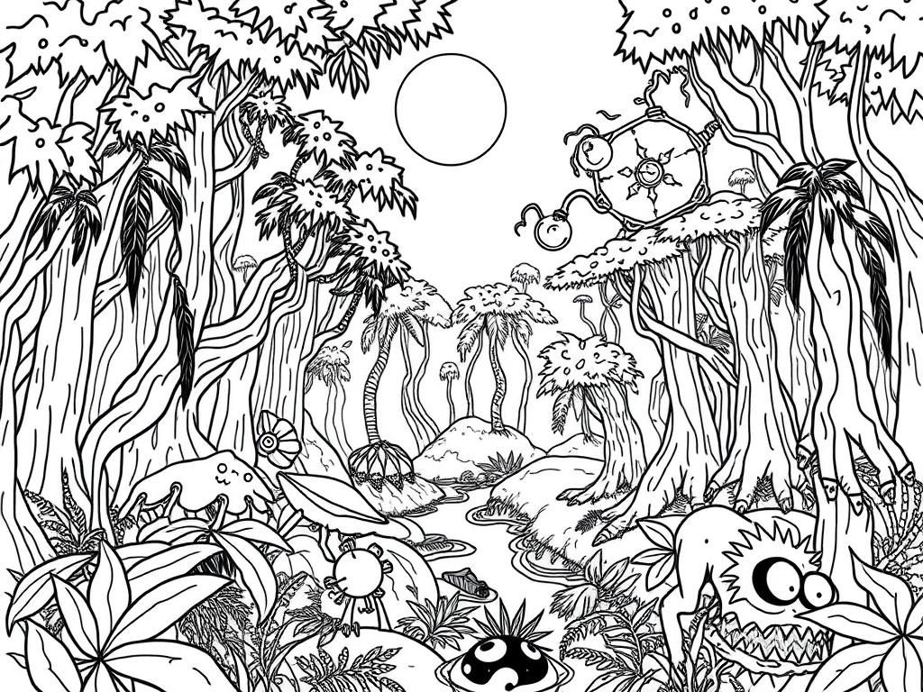 Fantasy Creatures Coloring Page