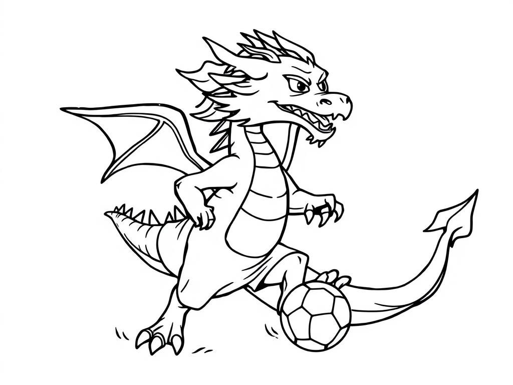 Dragon Soccer Player Coloring Page