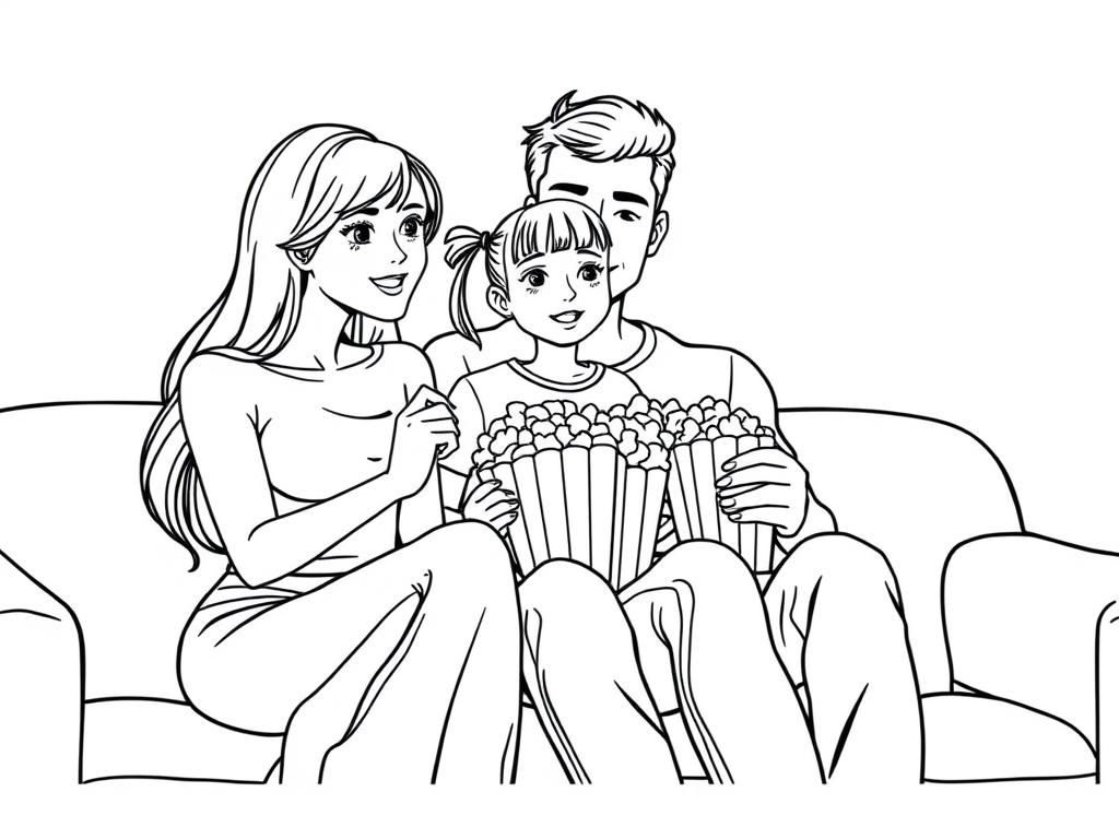 Family Movie Night Coloring Page