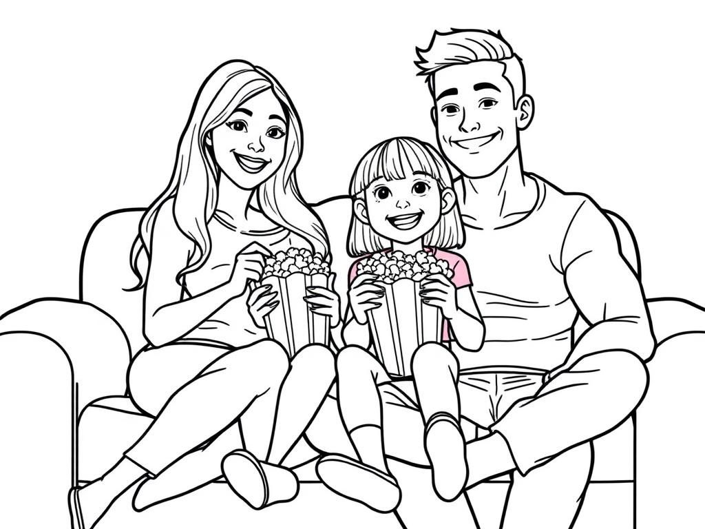 Family Movie Night Coloring Page