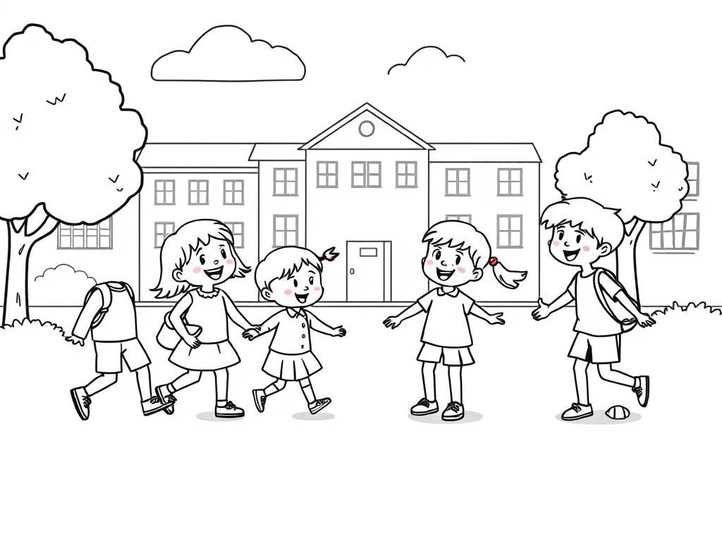 Preview of Five children playing on a schoolyard