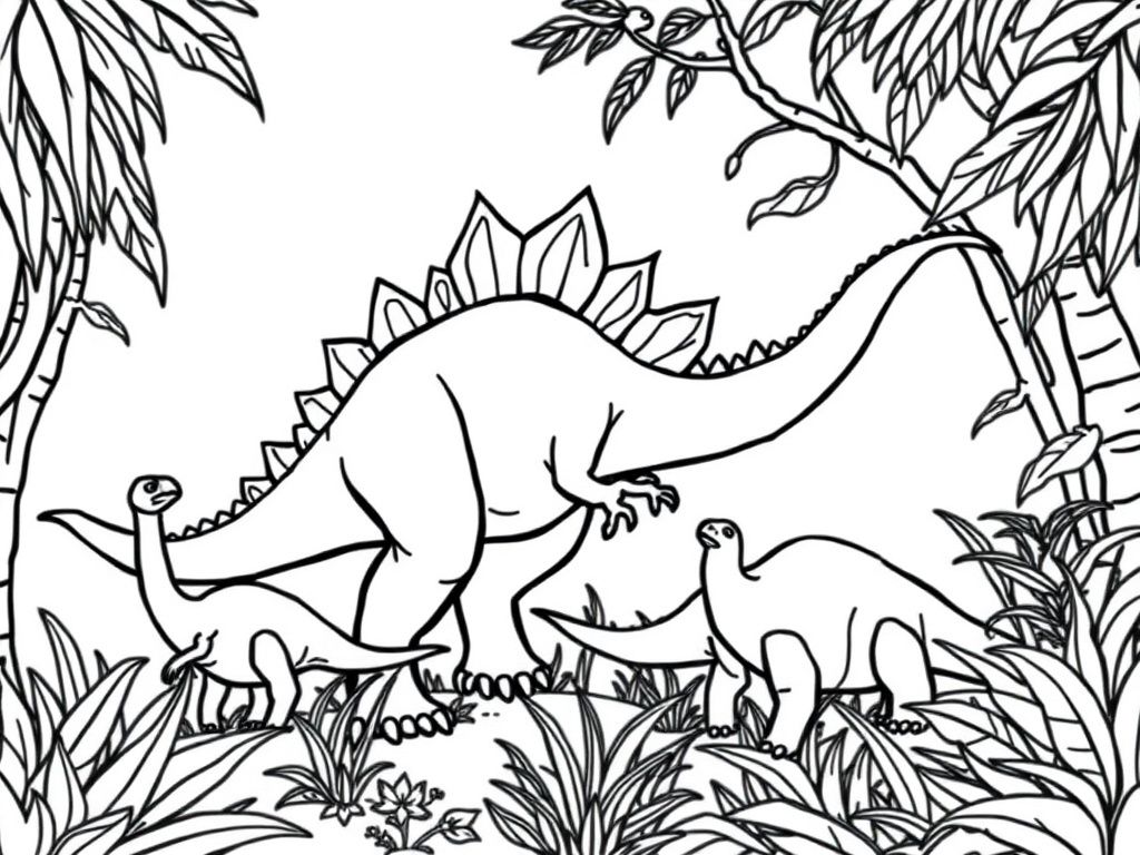 Dinosaur Family Coloring Page