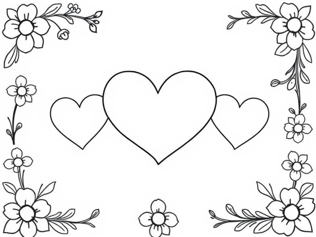 Hearts and Flowers Coloring Page