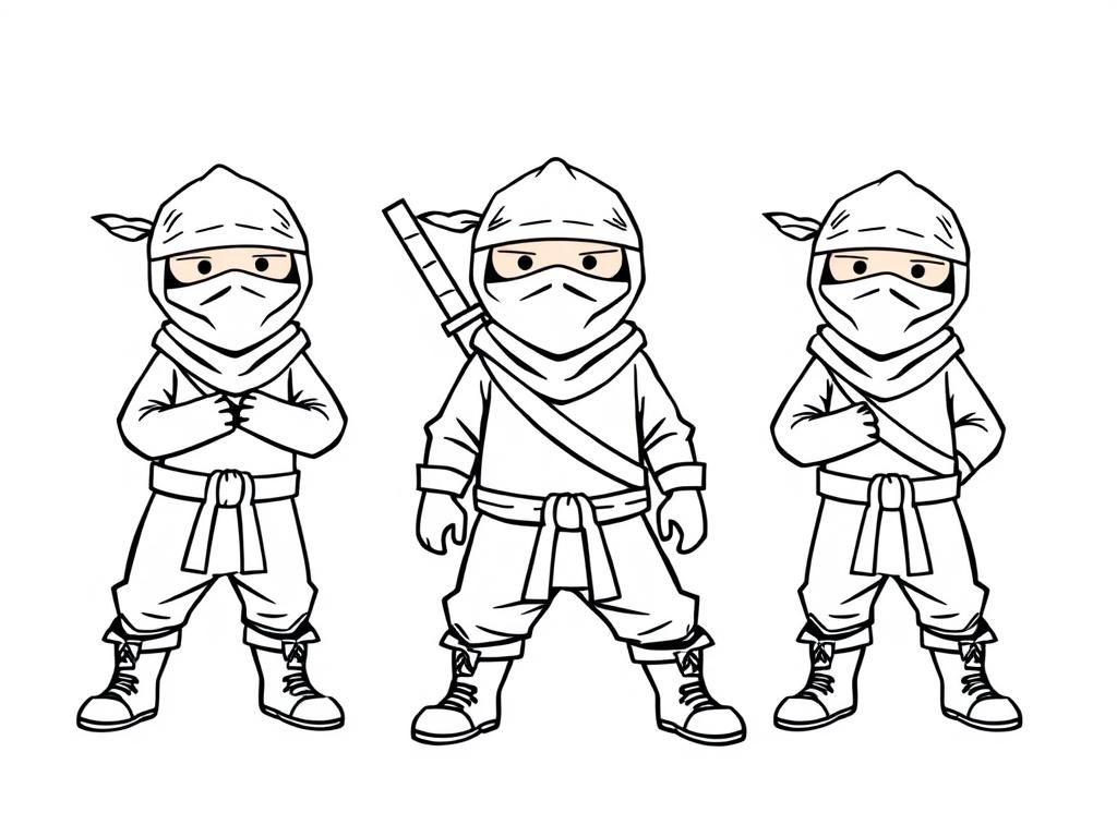 five grownup tall ninjas with boots