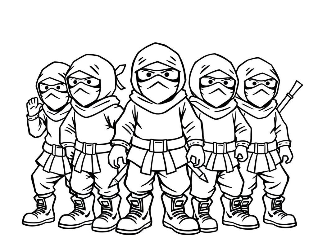 five ninjas with boots