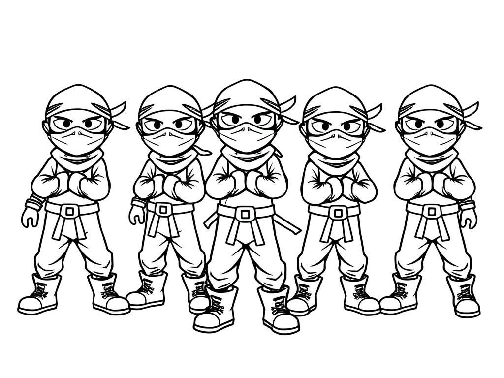 five ninjas with boots