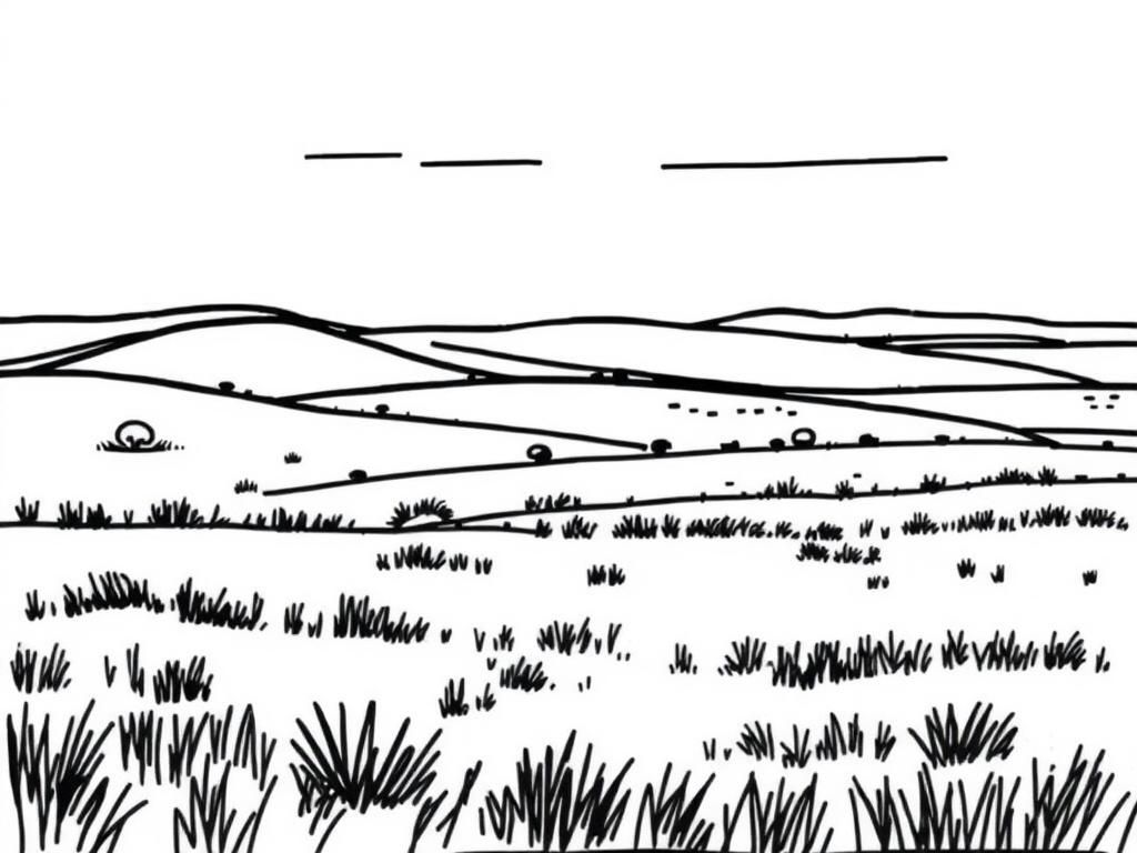 Rolling Hills Landscape Coloring Page