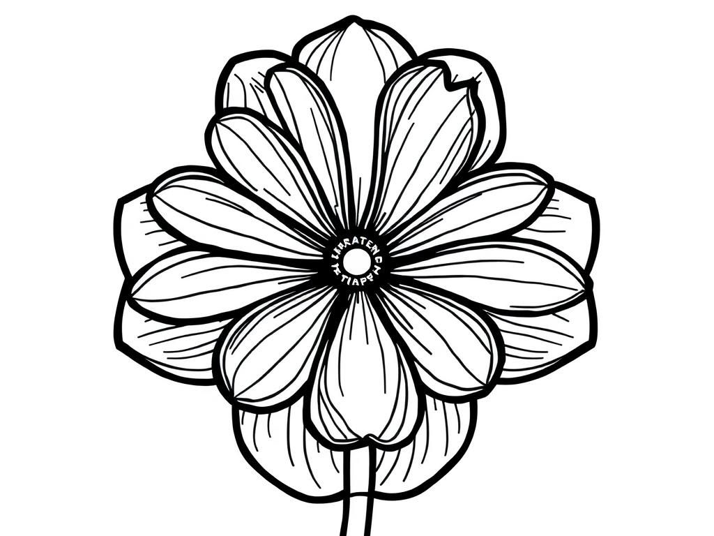 Coloring Page of a Simple Flower