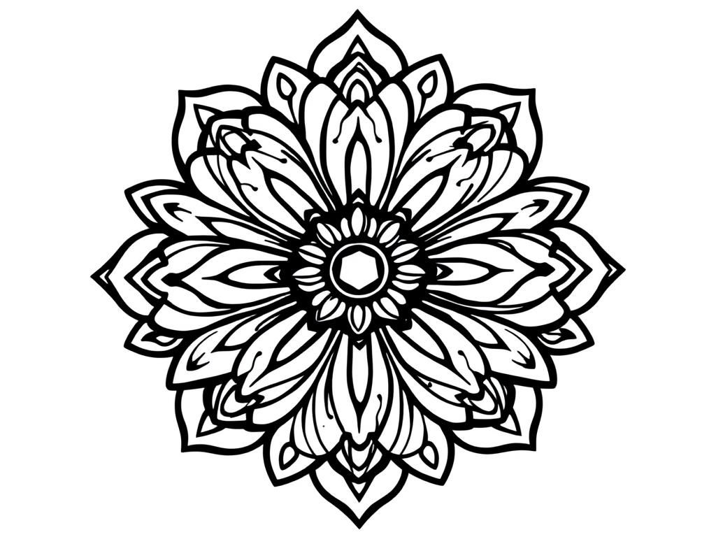 Flower mandala detailed dots layers - Free Printable Coloring Page