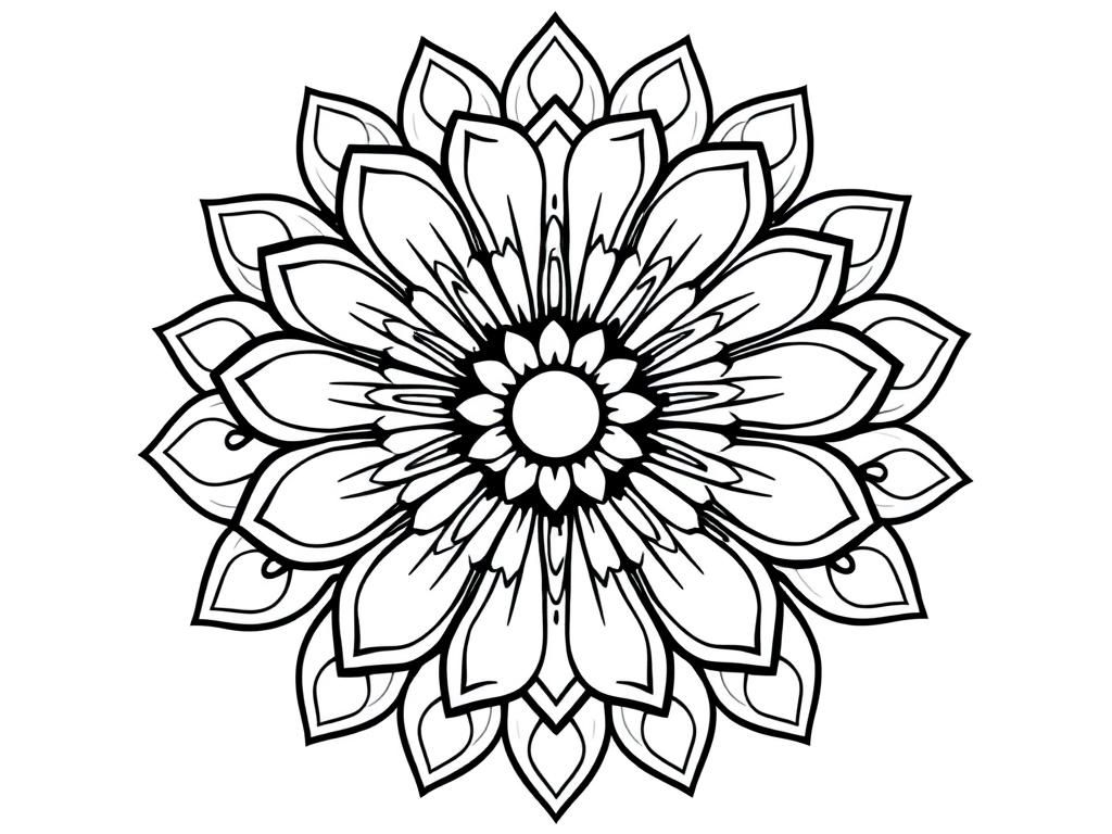 Flower mandala detailed dots layers petals - Free Printable Coloring Page