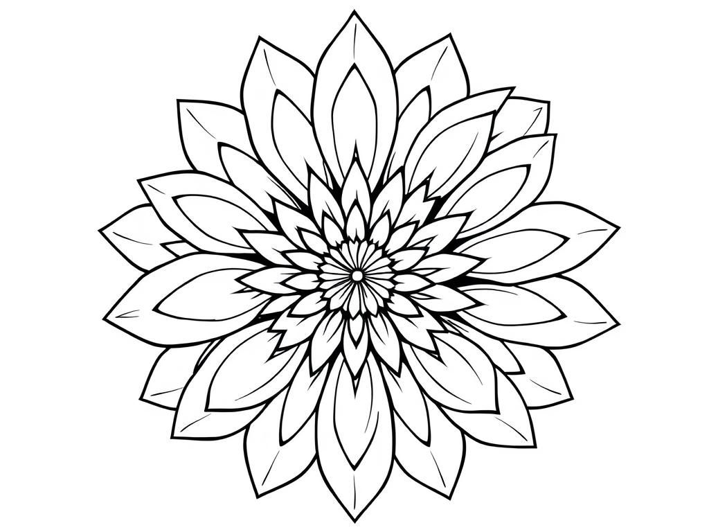 Flower mandala detailed petals - Free Printable Coloring Page