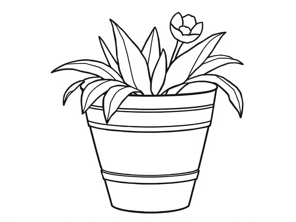 Potted Tulip Plant Coloring Page
