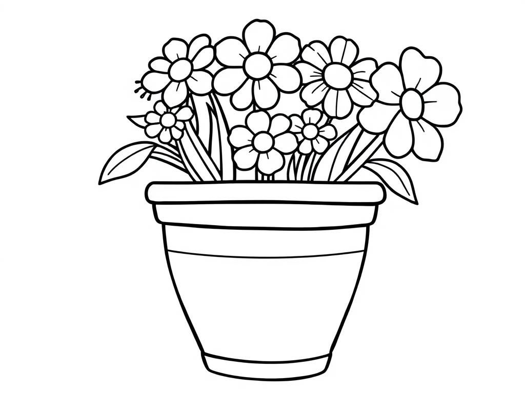 Flower Pot Coloring Page
