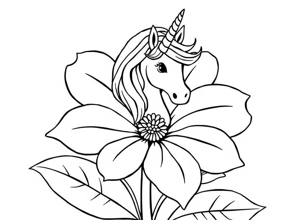 Unicorn Flower Coloring Page