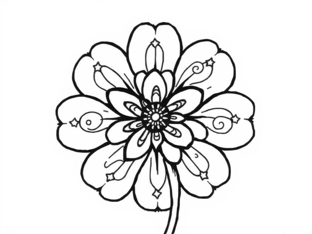 Coloring Page with a Beautiful Flower