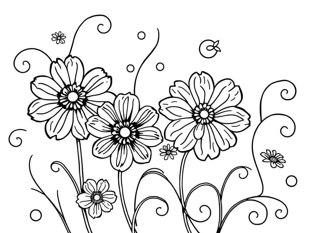 Floral Delights: A Fun Coloring Page for Kids - Coloring Page
