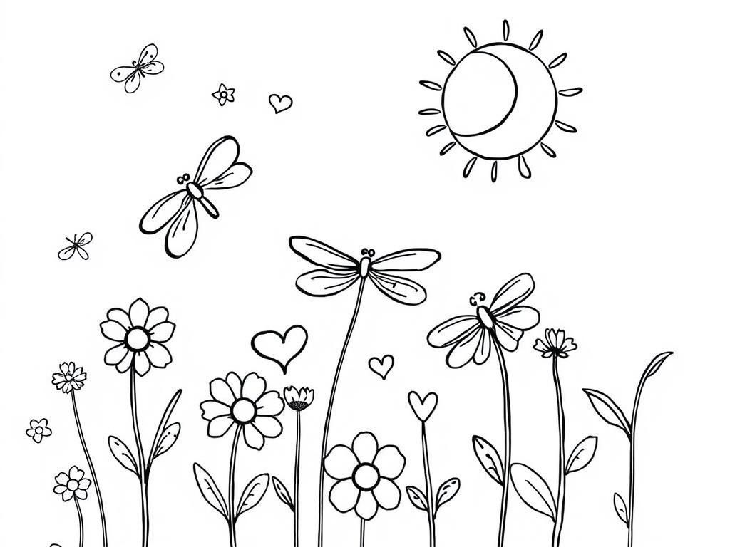 Coloring Page: Whimsical Garden
