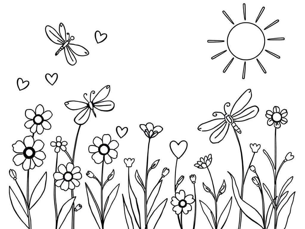 Preview of flowers, dragonflies, hearts, sun