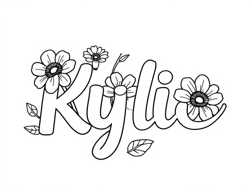 flowers in the name kylie - Free Printable Coloring Page