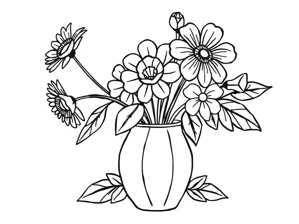 Vase of Flowers Coloring Page