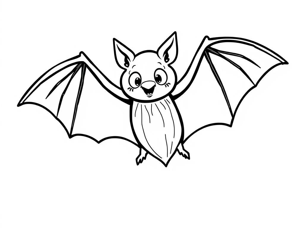 Cute Cartoon Bat Coloring Page