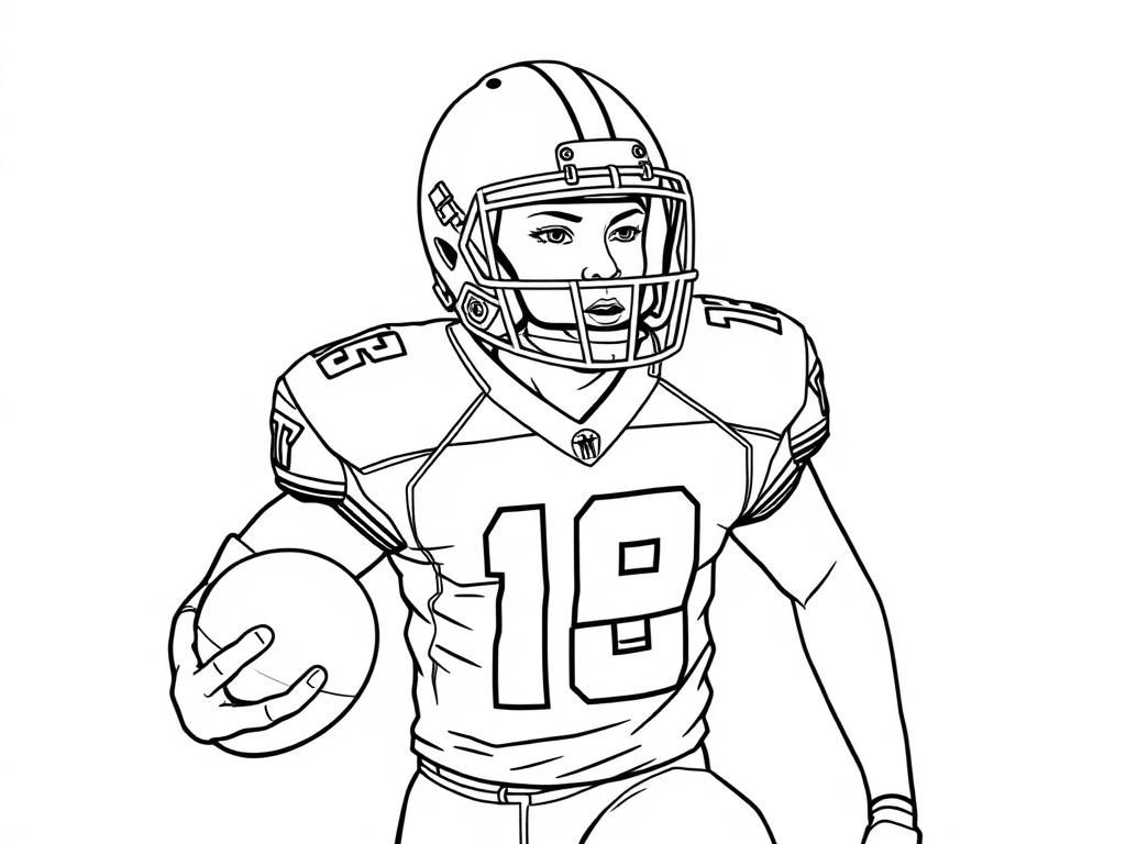 Female Football Player Coloring Page