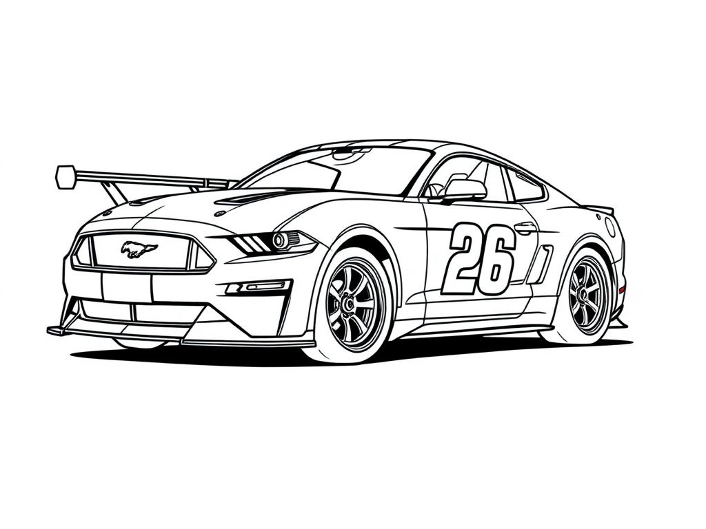 Ford Mustang Racing Car Coloring Page