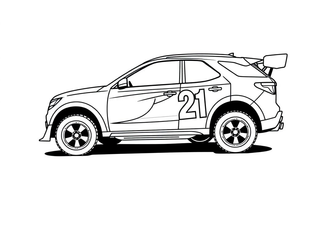 Race Car Number 21 Coloring Page