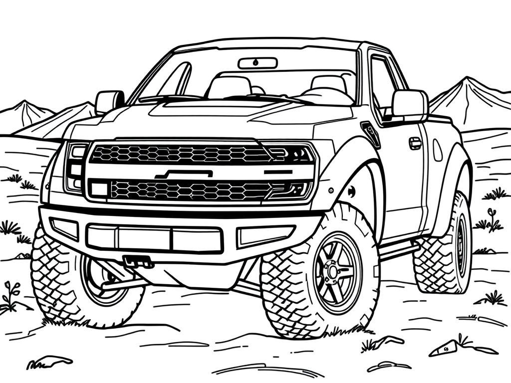 Desert Pickup Truck Coloring Page