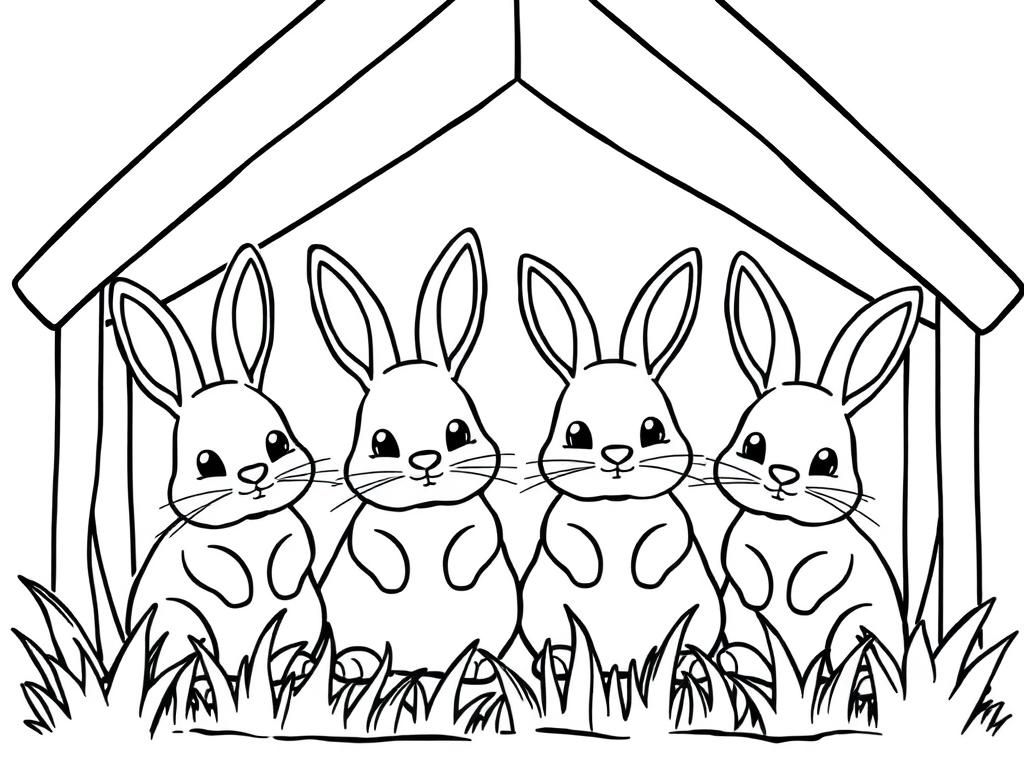 Cute Rabbits Coloring Page