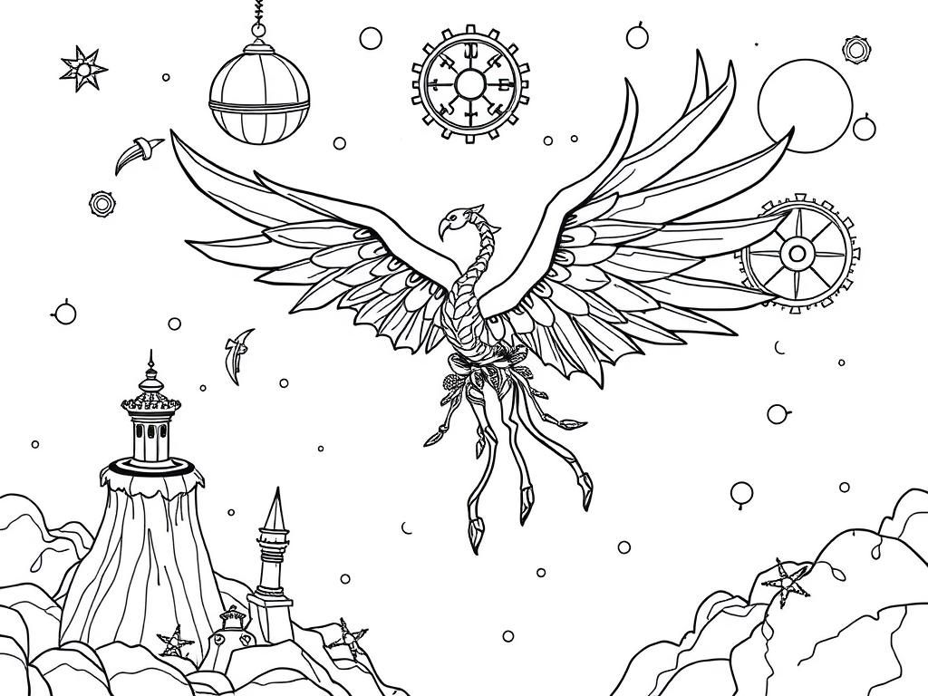 Preview of Freedom fantasy coloring the world steampunk extreme detail