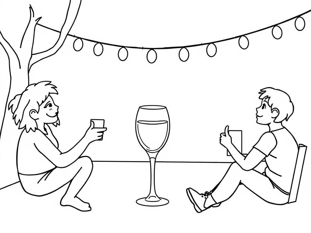 Friends Relaxing Under Tree Coloring Page